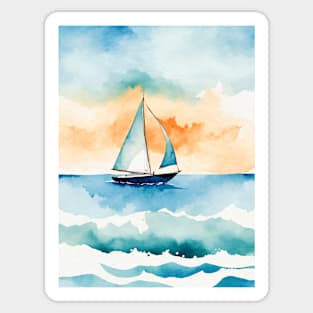 Sailing in sunset watercolor Sticker